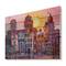 Designart - Street Scene In Old Town With Colorful Buildings - Mid-Century Modern Print on Natural Pine Wood